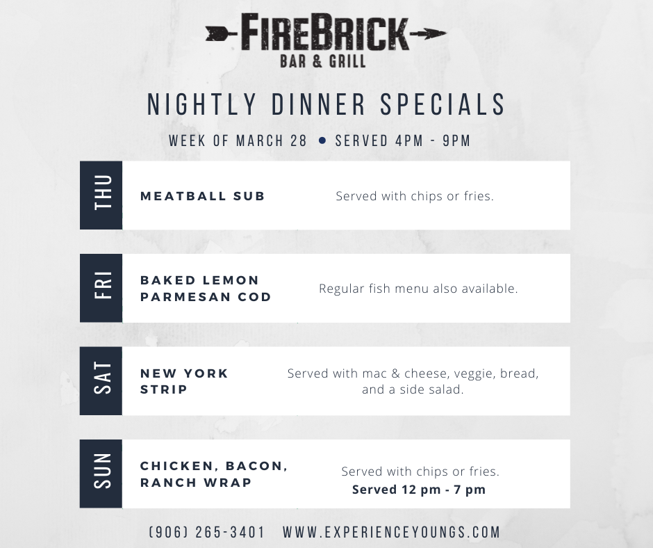 2022 Weekly Dinner Specials March 28