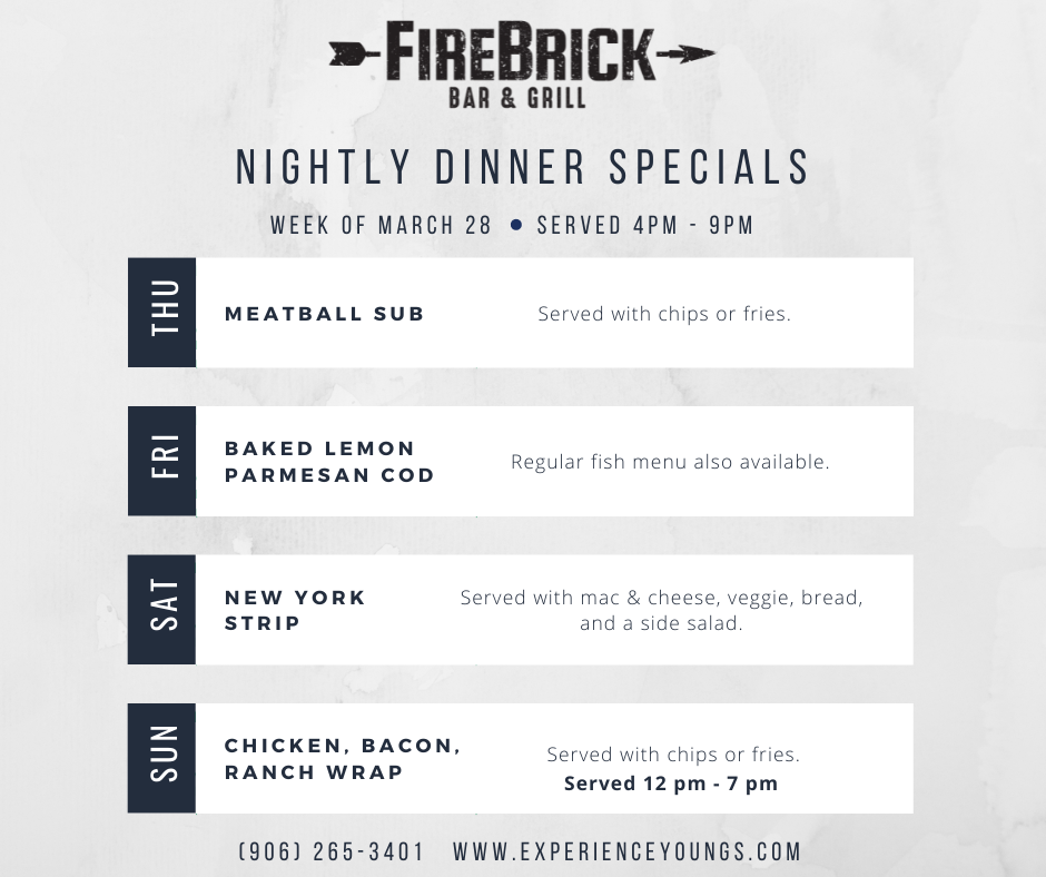 2022 Weekly Dinner Specials March 28 2022 Weekly Dinner Specials March 28