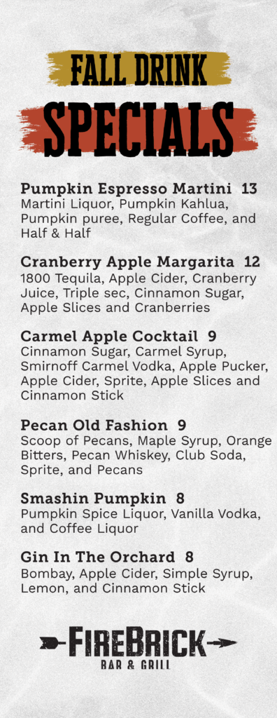 Fall Drink Menu